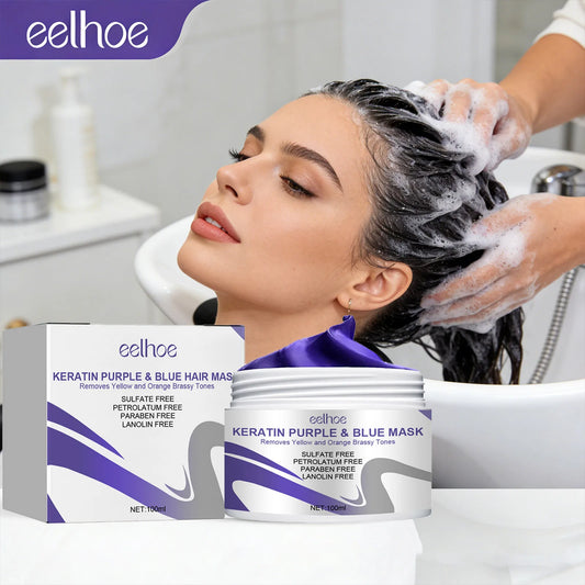 Eelhoe Keratin Purple Blue Hair Mask | Repair, Tone & Brighten Keratin Hair Mask Peaceful Pleasures Health and Wellness 3 x 100ml Boxed
