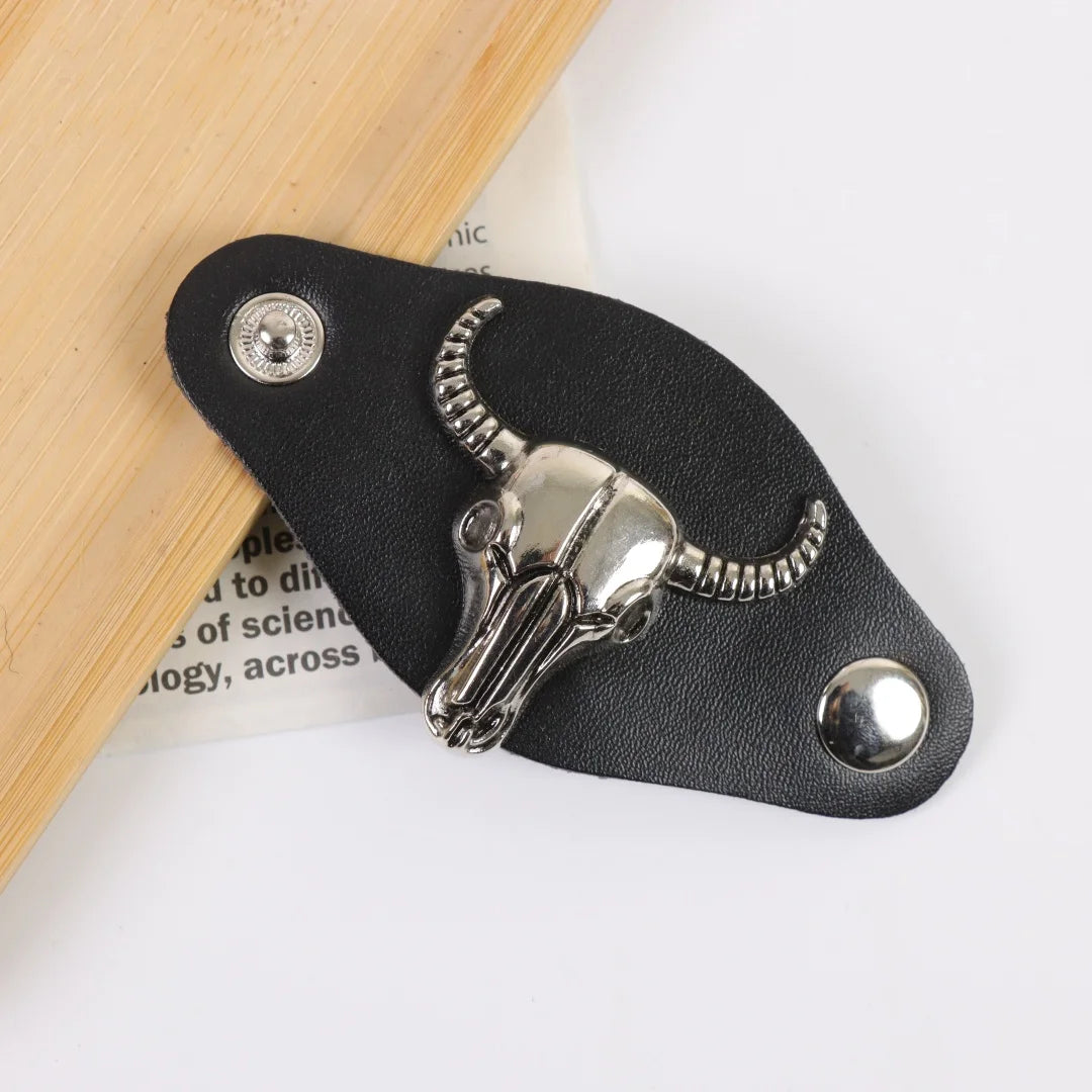 Western Cow Head Square Scarf Buckle Retro Metal Denim Clip Unisex PU