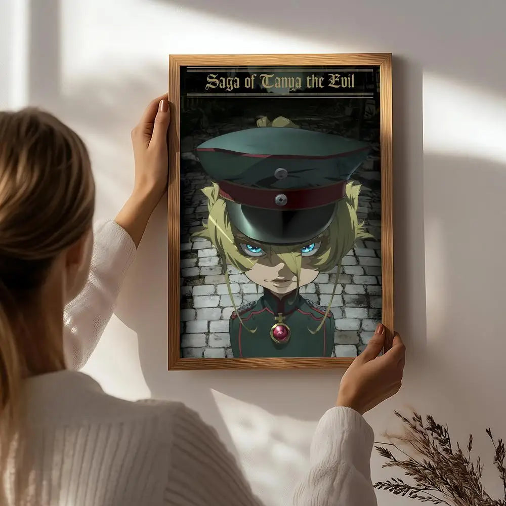 Anime S-Saga of Tanya the Evil Poster HD Self Adhesive Waterproof Wall Art Ideal for Home Office Dorm Bedroom Great Gift Peaceful Pleasures Health and Wellness White8 50X70cmNoframe