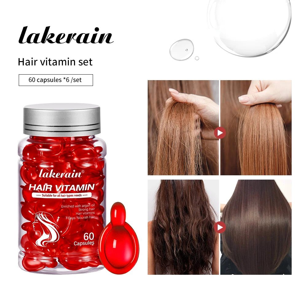 6bottles Morocco Argan Vitamin Oil Hair Care Set Essence Damaged Nutrition Repair Hair Splitting Improvement Treatment Products Peaceful Pleasures Health and Wellness