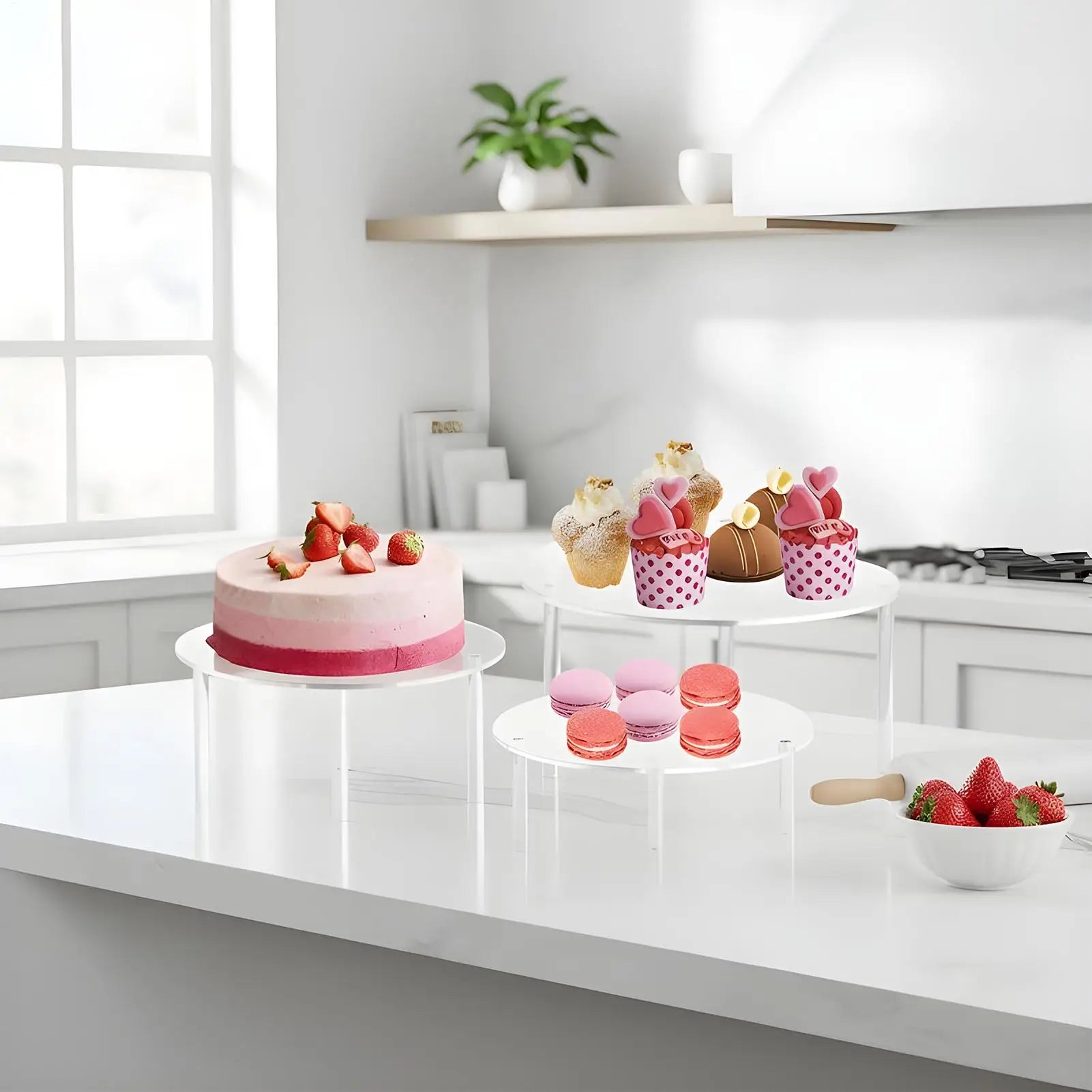 Cake Stand 3 Pieces Acrylic Food Display Acrylic Birthday Cake Stands Set For Table Decor Food Candy Cookie Birthday Wedding Peaceful Pleasures Health and Wellness