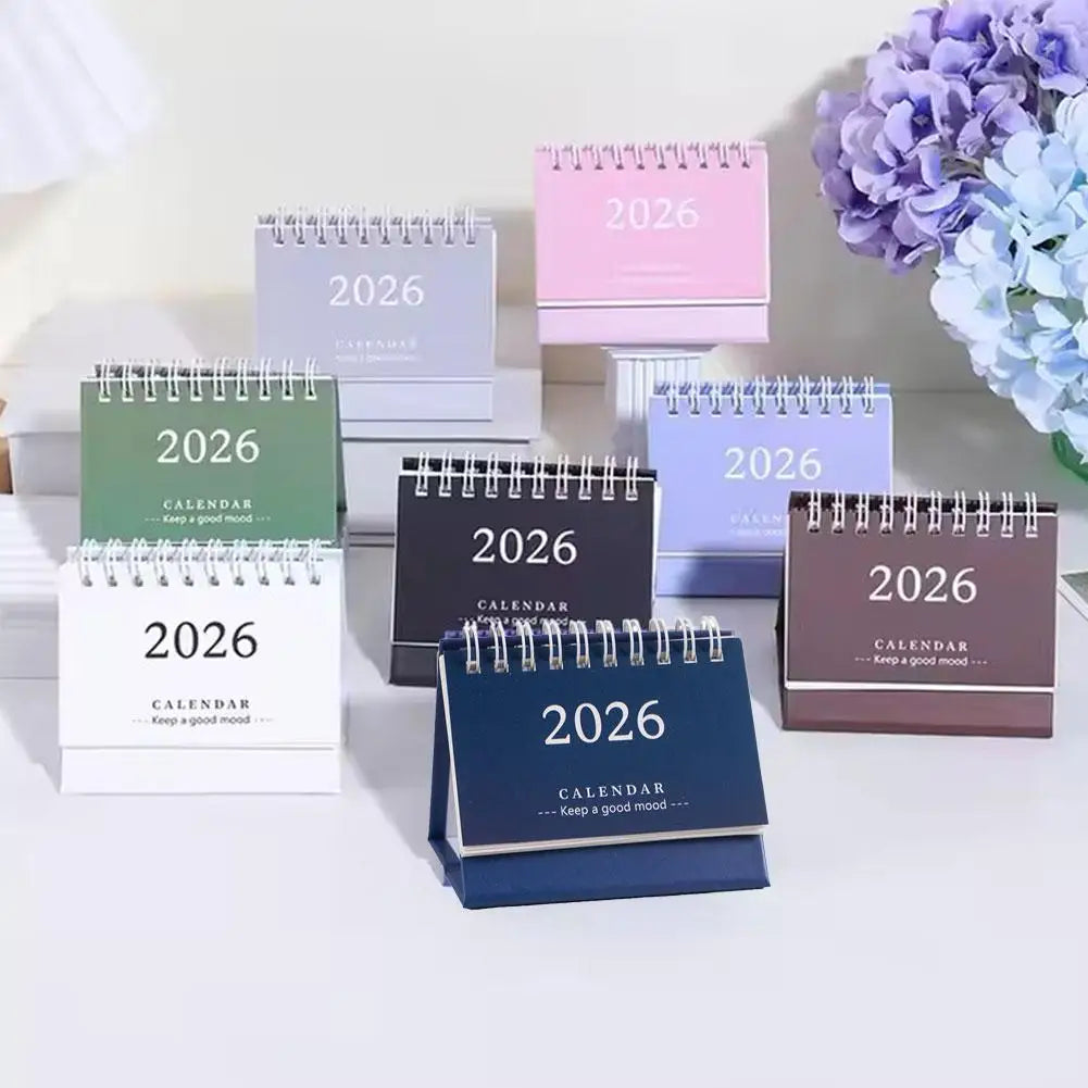 2026 Mini Desk Calendar Simple Style English Mini Desk Calendar Desktop Display Portable Decoration Handmade Diary Peaceful Pleasures Health and Wellness