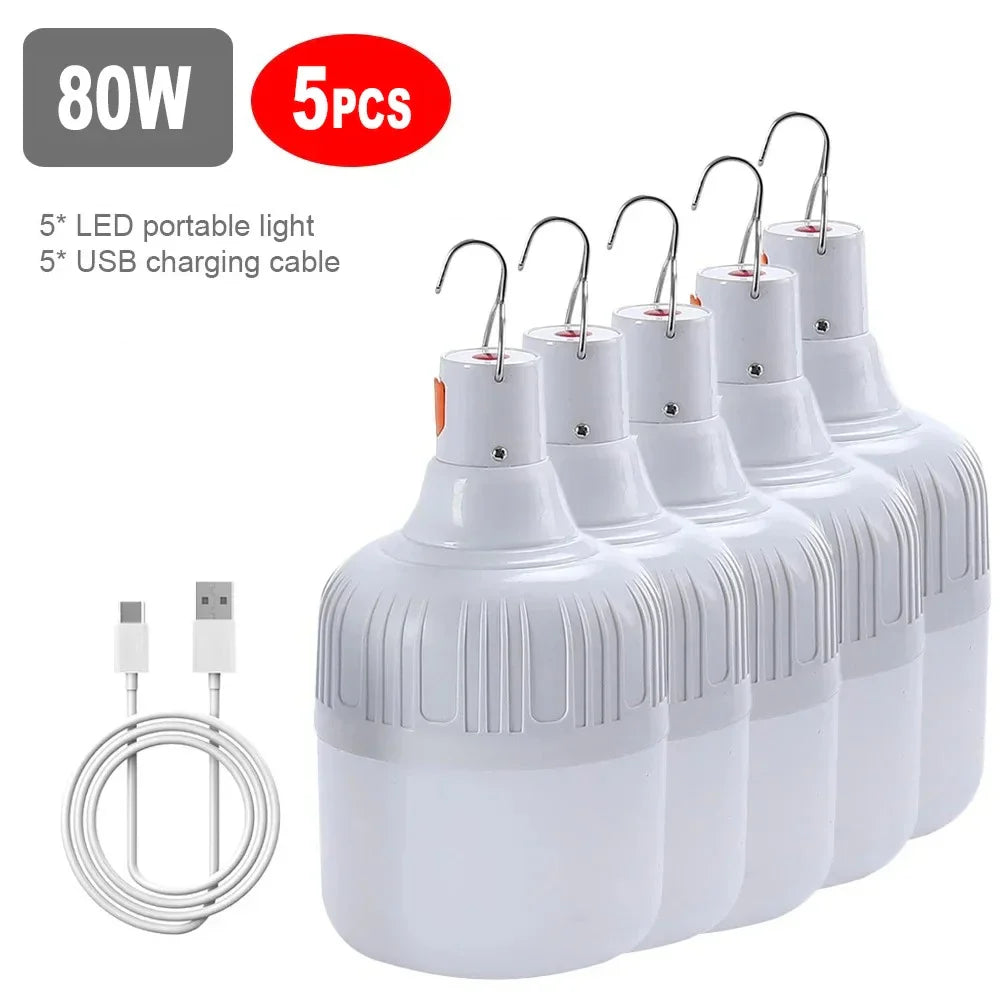 ESMARTER 60W/80W USB Rechargeable LED Camping Lantern & Hook