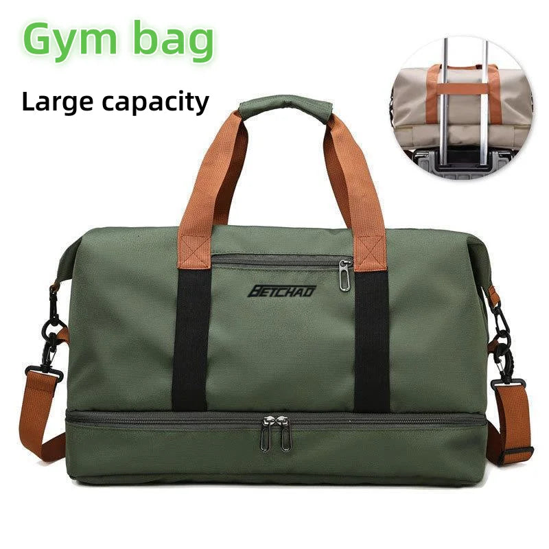 Portable fitness bag, travel outdoor short-distance business trip luggage bag Li girls shoulder crossbody chest bag handbag Peaceful Pleasures Health and Wellness green