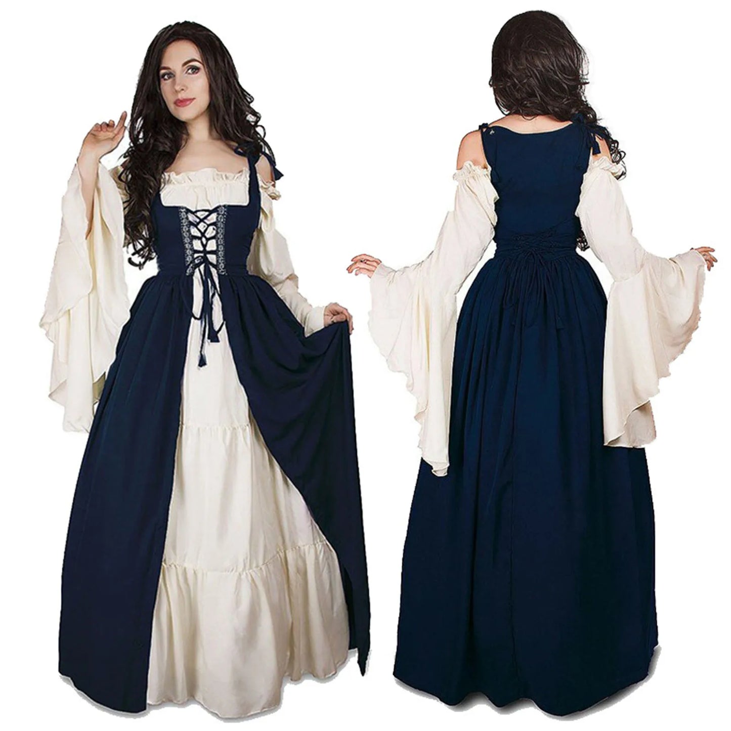 Women Cosplay Medieval Dress Off Shoulder Elegant Greece Party Dresses for Vacations Holiday Wear Peaceful Pleasures Health and Wellness L Blue