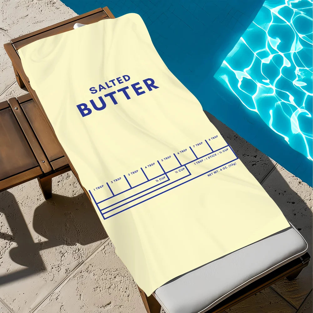 Salted Butter Funny Quick-Dry Beach Towel | Pool Travel Gym Funny Beach Towel Peaceful Pleasures Health and Wellness z6 STJ150x260CM