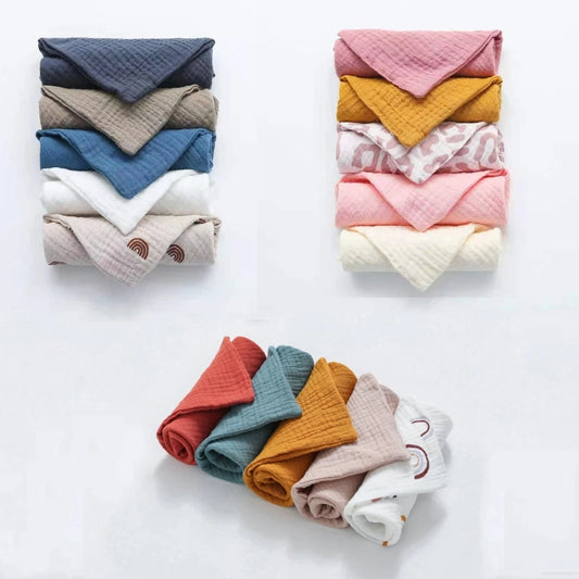 5-Pack Baby Cotton Washcloths – Soft Muslin Bibs & Face Wipes Baby Washcloth Set Peaceful Pleasures Health and Wellness