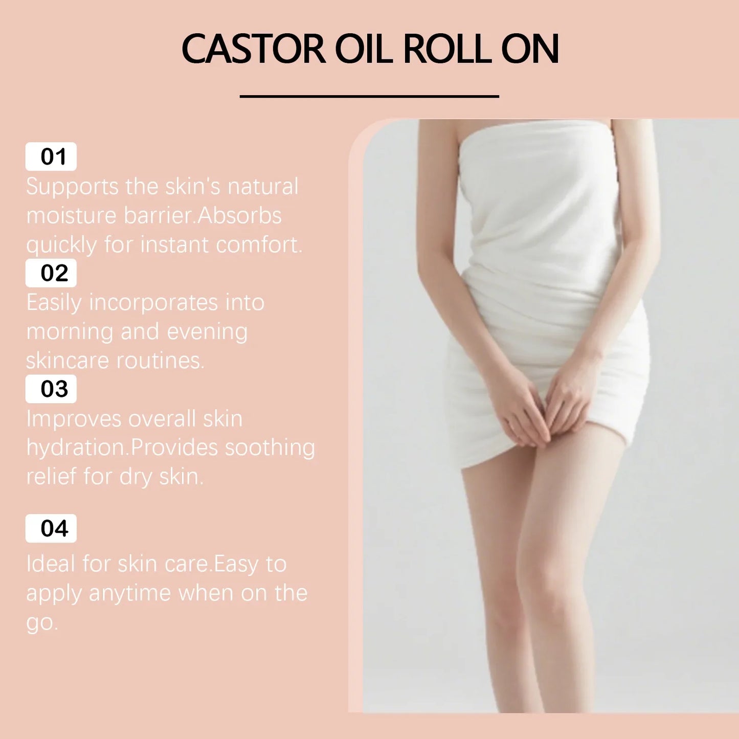 Natural Castor Oil Roll-On | 360° Massage Roller Hair & Skin