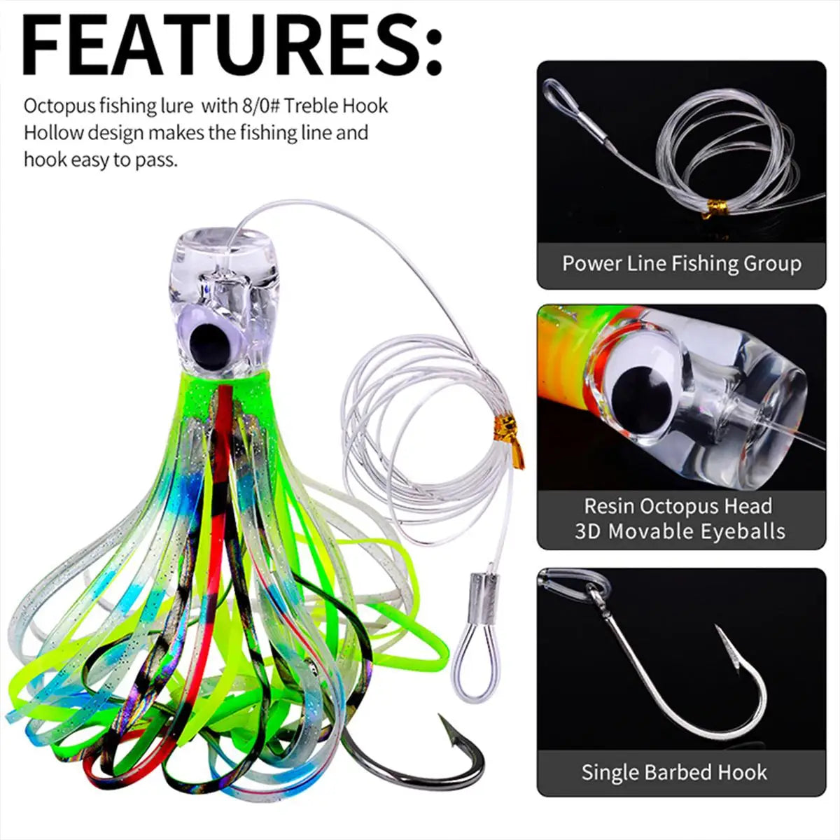 6.7 Inch Fishing Bait Lure, Large Game Dragging Bait for Marlin and Tuna, Sea Fishing Gear, High-Quality Fish Attractant Peaceful Pleasures Health and Wellness