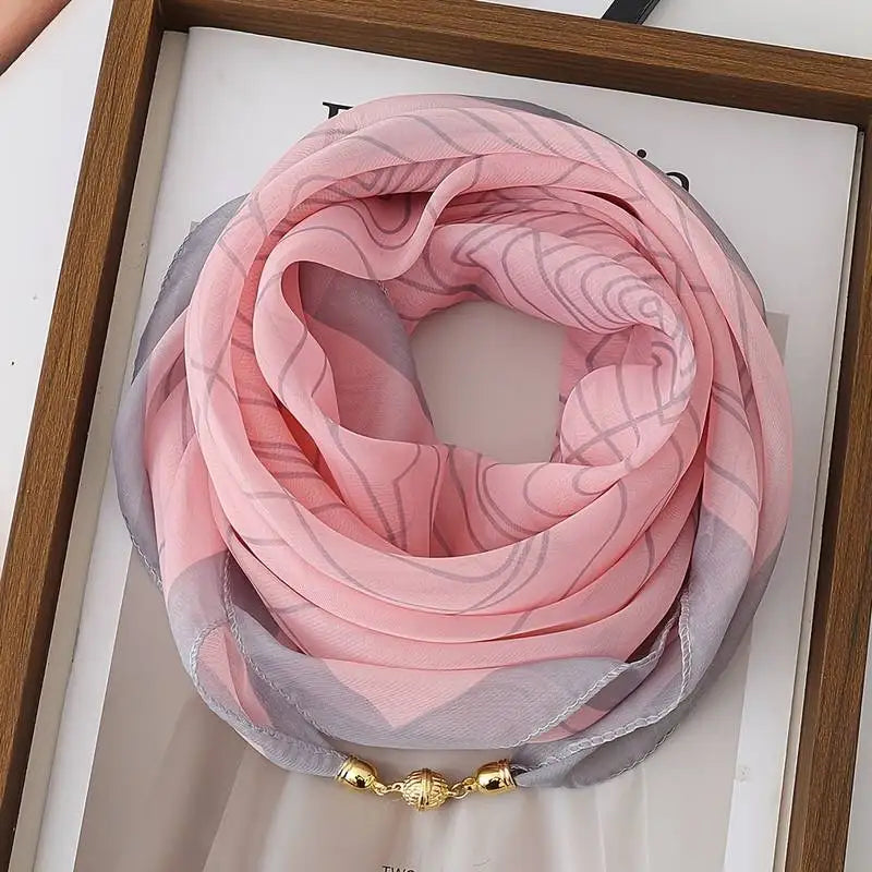 Women's Lightweight Printed Magnetic Clasp Scarf | All-Season