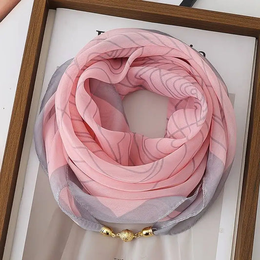 Women's Lightweight Printed Magnetic Clasp Scarf | All-Season