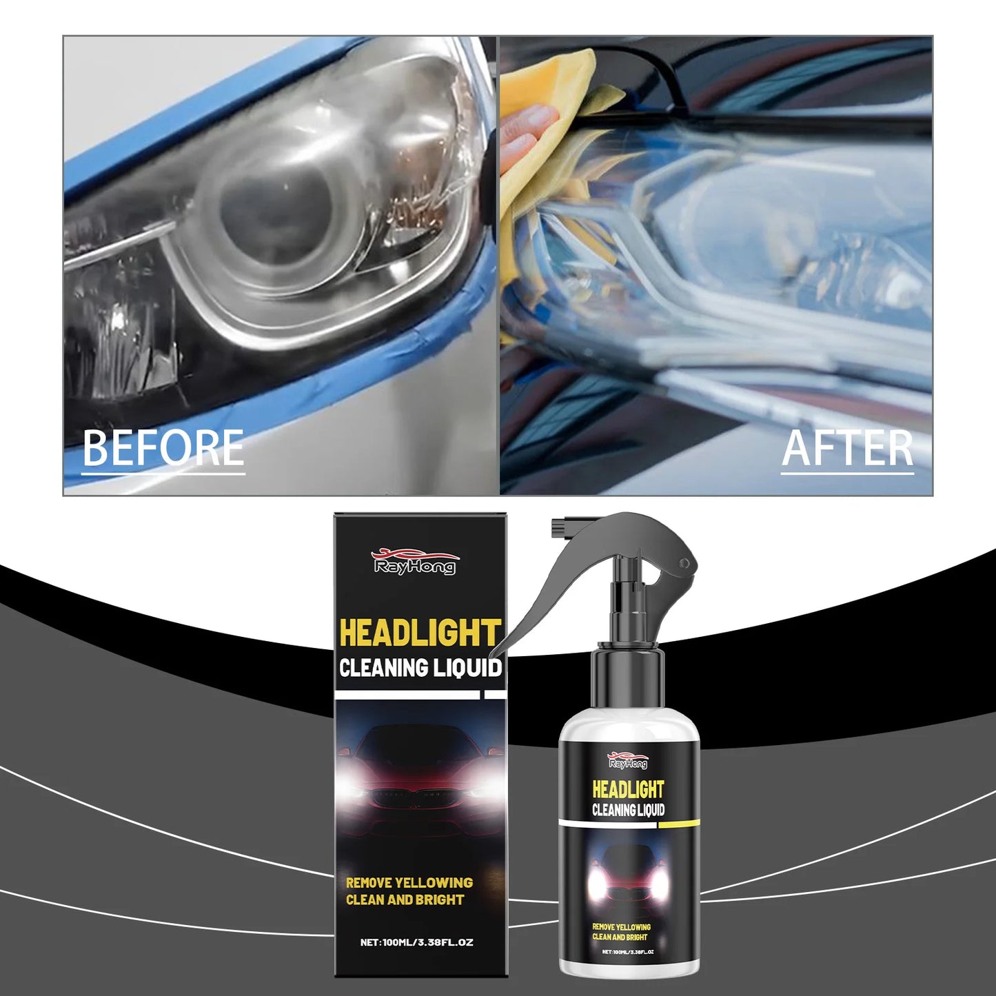 RayHong Car Headlight Cleaner & Restorer | 100ml Polish