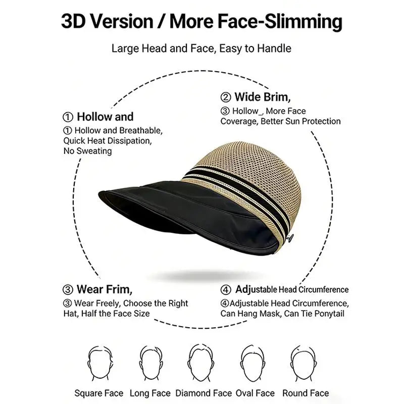 Women's Wide Brim Straw Sun Hat – Breathable UV Protection
