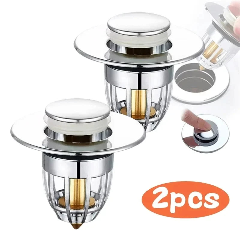 Push Pop-Up Drain Strainer & Sink Stopper | Hair Catcher