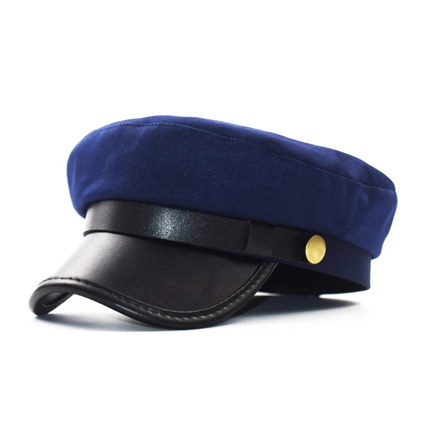 Unisex Cycling Caps PU Leather Hat Autumn Sailor Hat for Women Men Men Black Female Travel Student Hat Captain Hat Flat Top Peaceful Pleasures Health and Wellness Blue