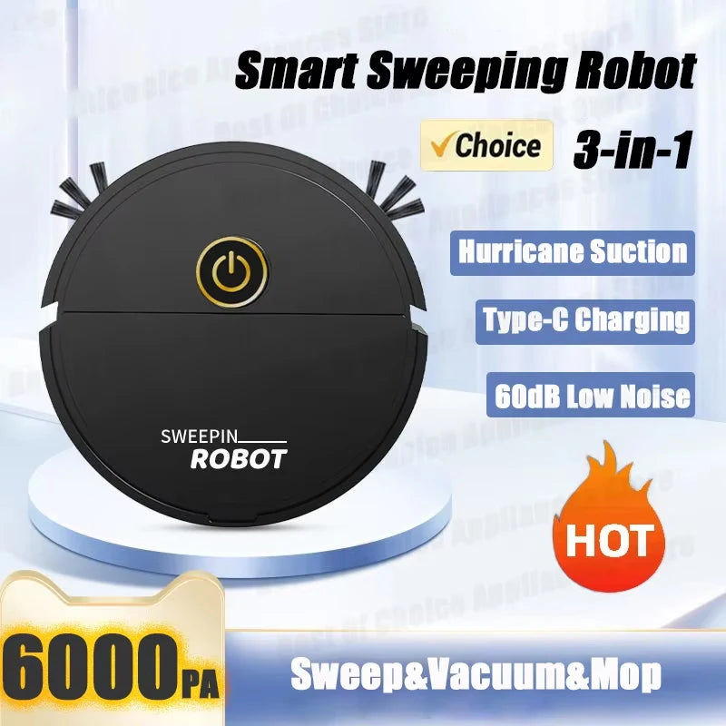 3-in-1 Automatic Sweeping Robot Sweep Vacuum Cleaner Mopping Floor USB Rechargeable Mini Cleaner Home Cleaning Machine Peaceful Pleasures Health and Wellness
