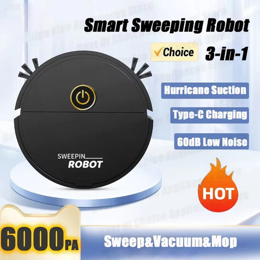 3-in-1 Automatic Sweeping Robot Sweep Vacuum Cleaner Mopping Floor USB Rechargeable Mini Cleaner Home Cleaning Machine Peaceful Pleasures Health and Wellness