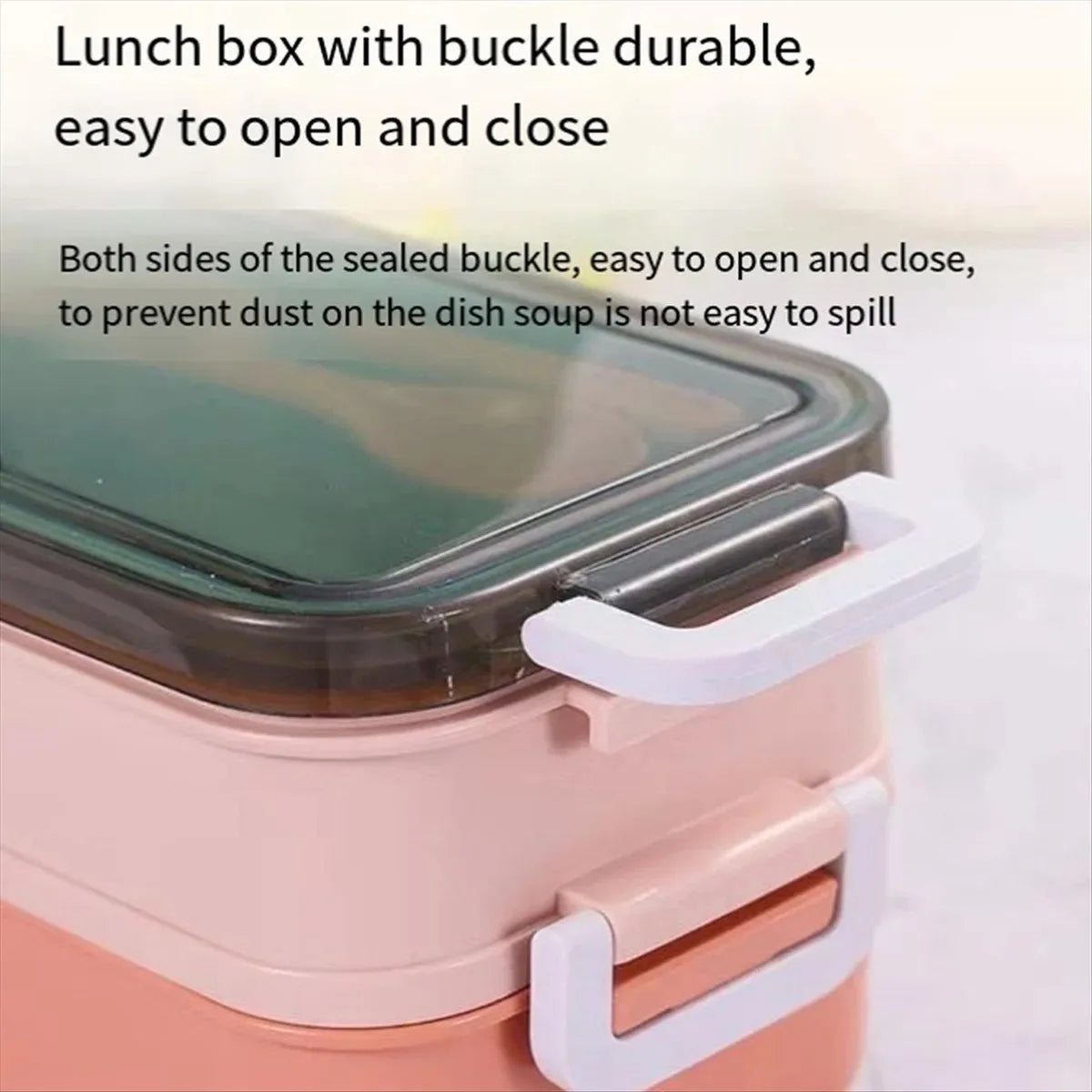3-Compartment Leakproof Bento Lunch Box – Microwave Safe with Fork & Spoon