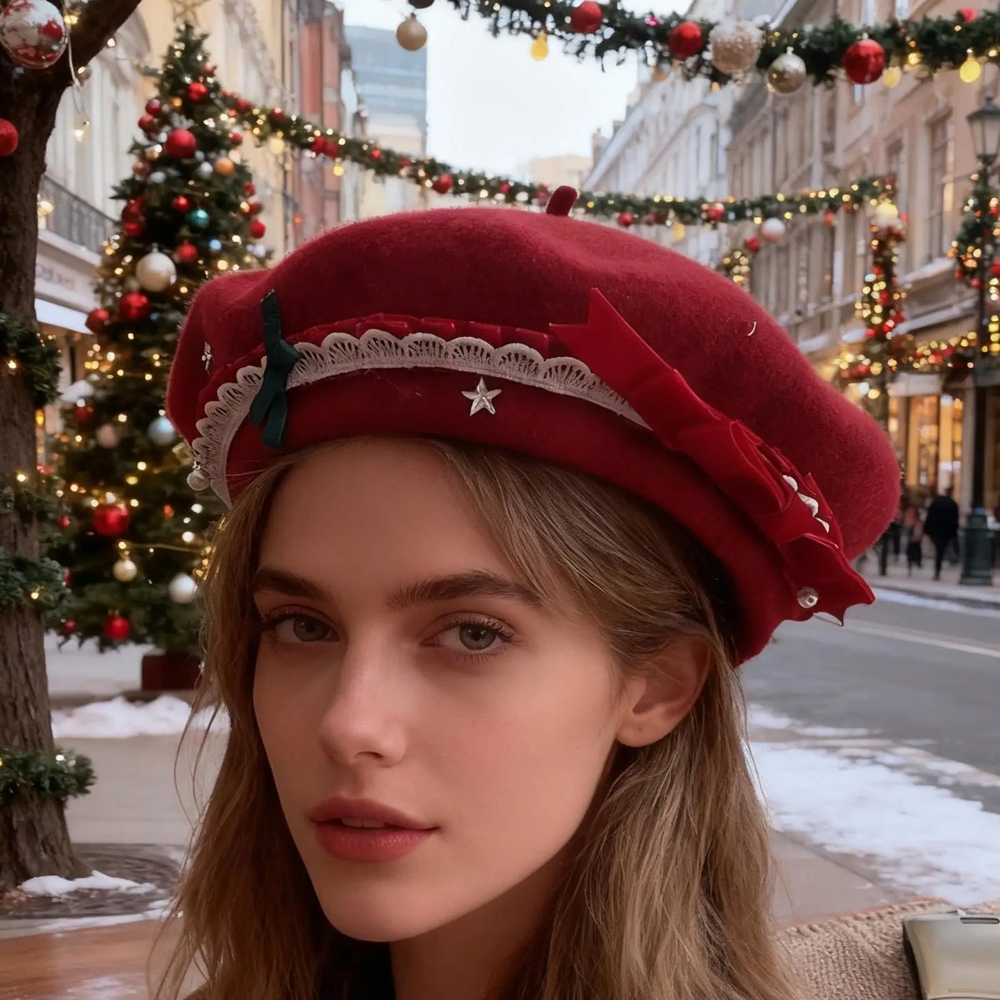Women's Wool French Beret Hat | Winter Festive Headwear