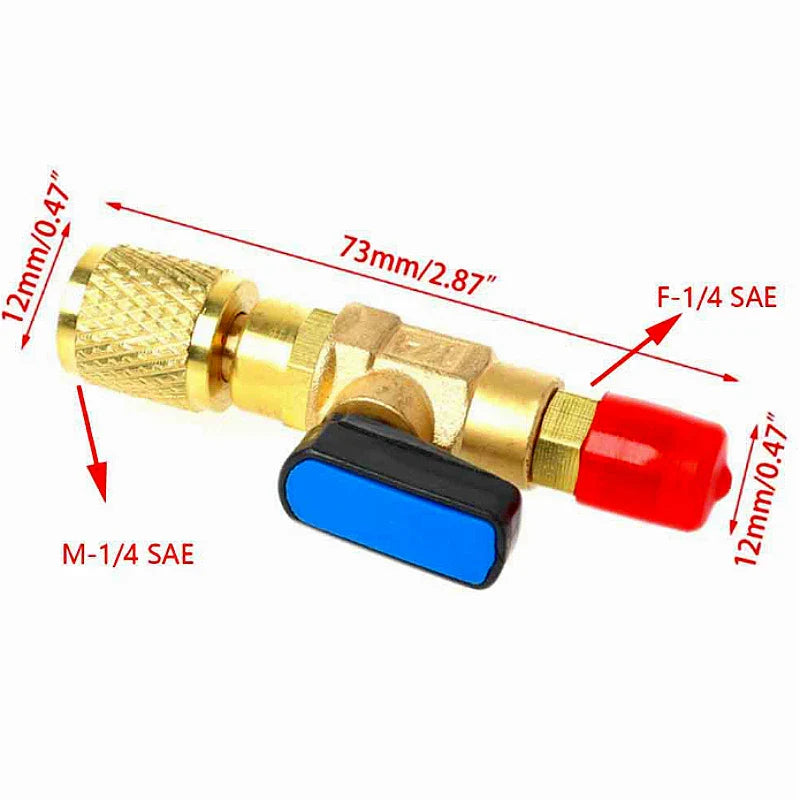 1/4" SAE Brass Ball Valve for R22 Refrigerant AC Systems