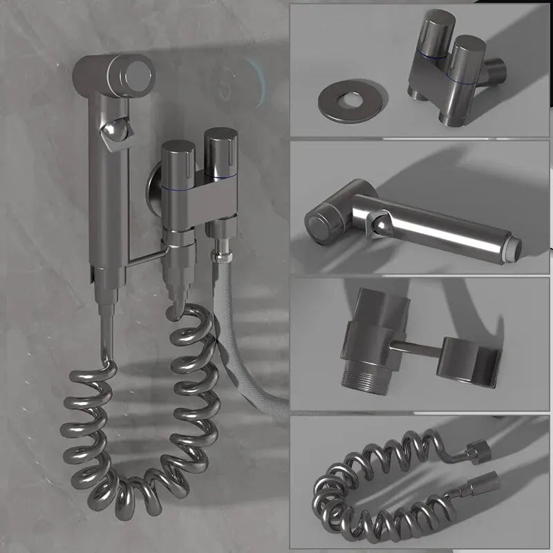 Wall-Mounted Bidet Sprayer | Double Outlet Angle Valve