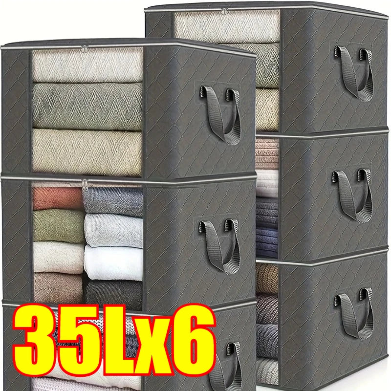 6-Pack Oversized Foldable Storage Bags | Zipper & Clear Window