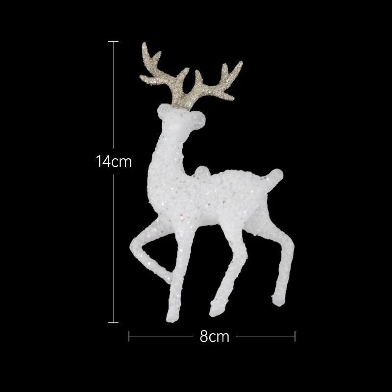 Gold Deer Statue Reindeer Figurines Plastic Elk Sculpture Living Room Luxury Home Christmas Decoration Tabletop Ornaments Peaceful Pleasures Health and Wellness White Shiny Deer B