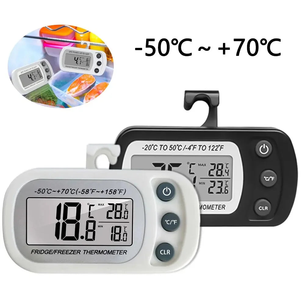Fridge Thermometer With Hook Anti-Humidity Refrigerator Freezer Electric LCD Display Digital Thermometer Temperature Monitor Peaceful Pleasures Health and Wellness