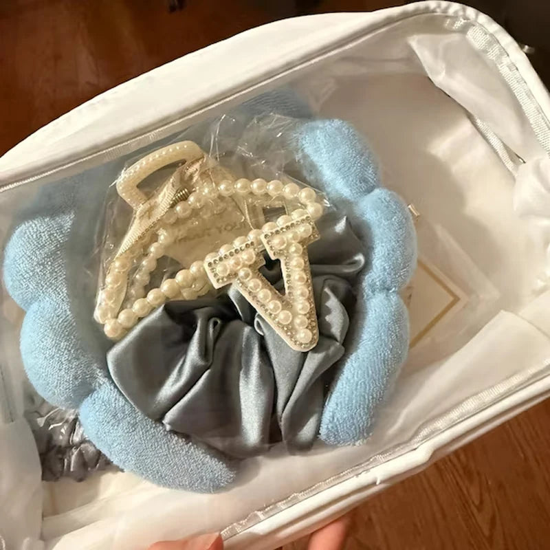 Pearl Initial Clear Cosmetic Bag | Bridesmaid Bridal Gift
