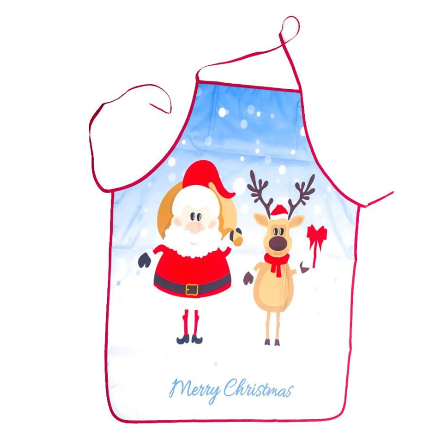 Aprons Sleeveless Dirt-proof Fabric Printed Halter Straps Christmas Apron Household Kitchen Cleaning Accessories Peaceful Pleasures Health and Wellness Santa Claus Elk