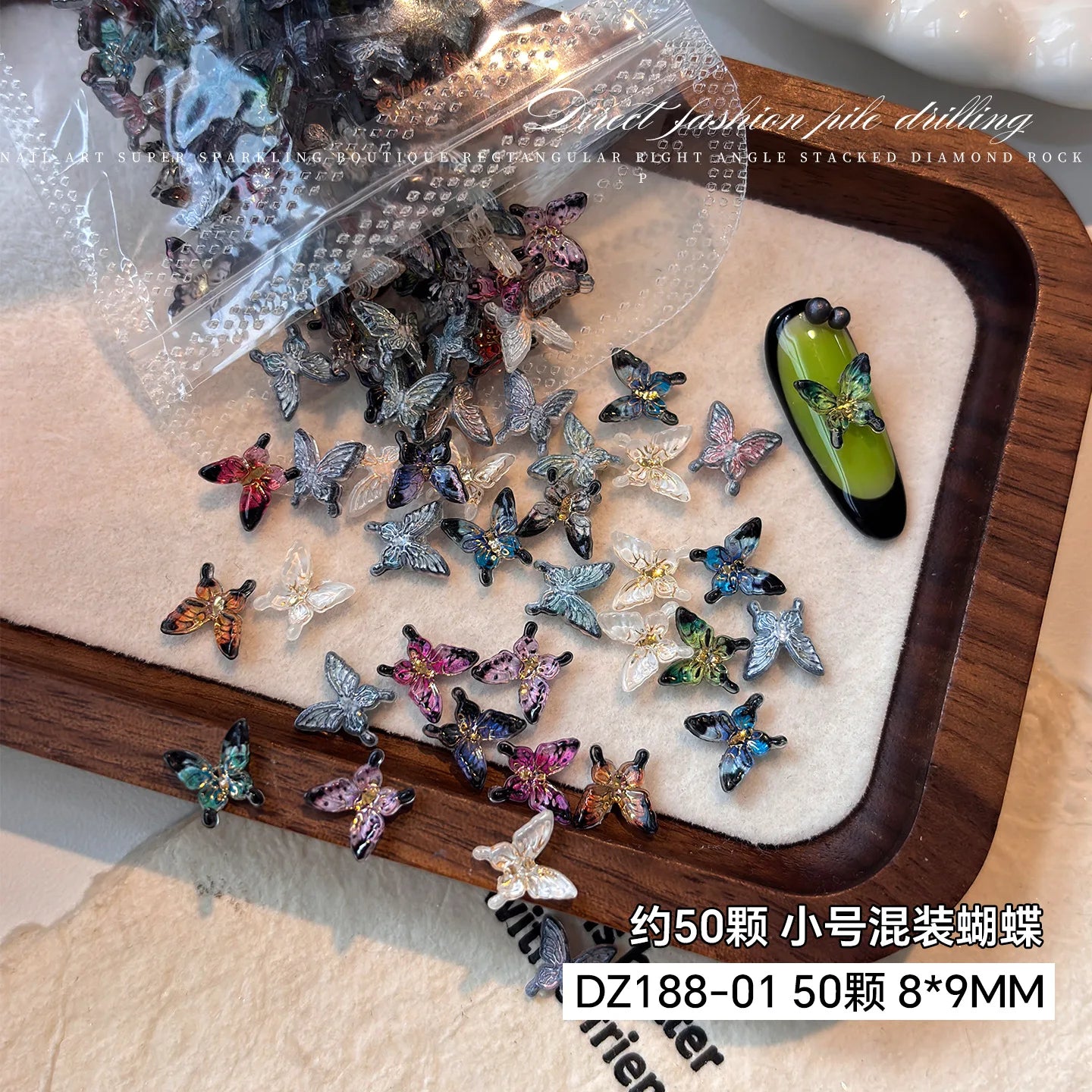 3D Resin Rose & Butterfly Nail Charms | Flat Back DIY Nail Art