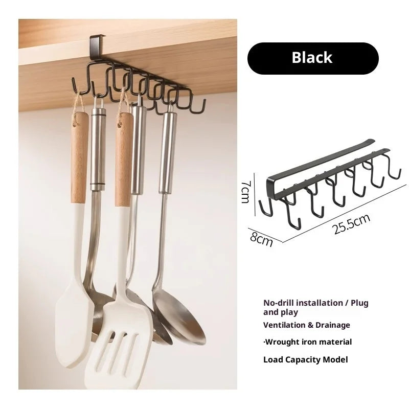 Modern Smart No Drill Suction Cup Wall Mounted Multifunctional Kitchen Cup Organizer mall Kitchens Apartments College Dorms Peaceful Pleasures Health and Wellness Black