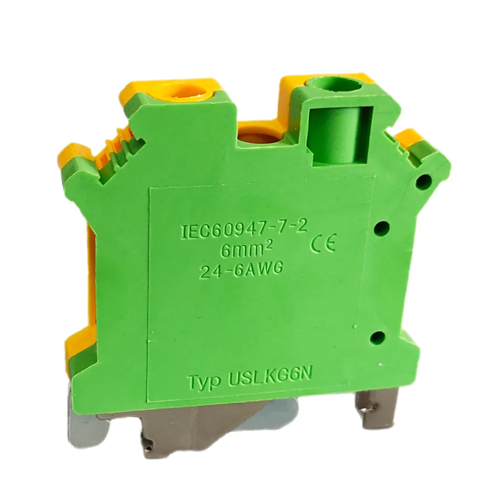 10pcs/lot UK6N UK 6N Screw Feed-through Wire Connector UK 6mm² Universal Plug Multi-Color Electrical DIN Rail Terminal Block Peaceful Pleasures Health and Wellness UK6N-PE 10pcs