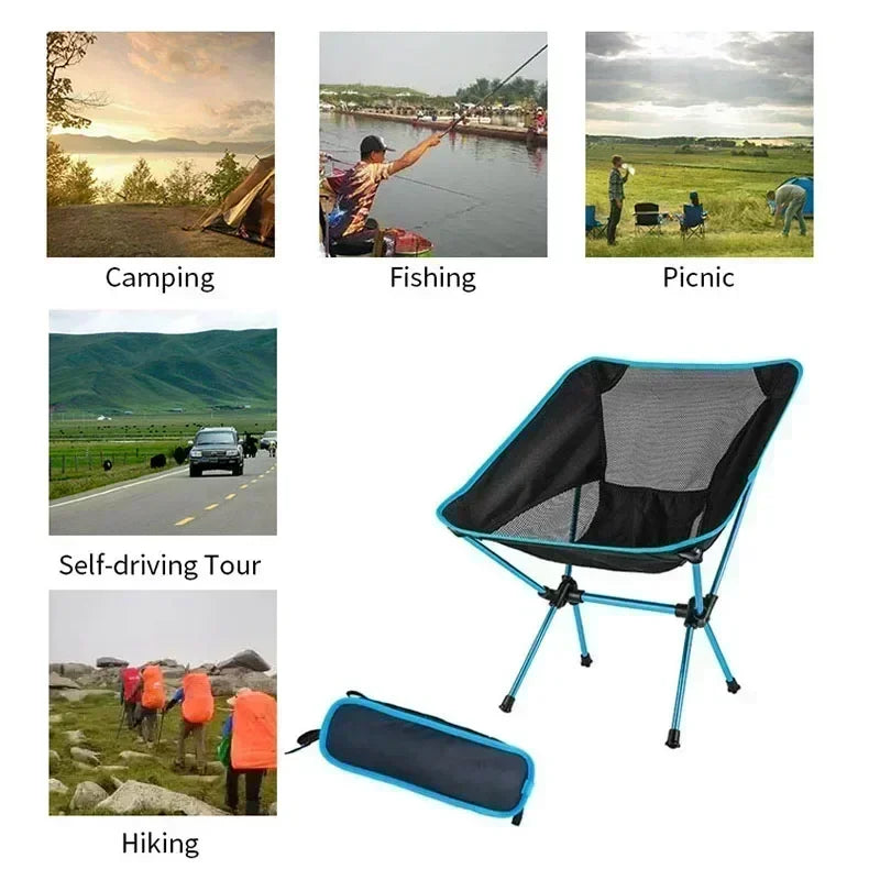 Folding Camping Chair Travel Ultralight Beach Accessories Playa Fishing Lightweight Portable Outdoor Foldable Furniture Peaceful Pleasures Health and Wellness