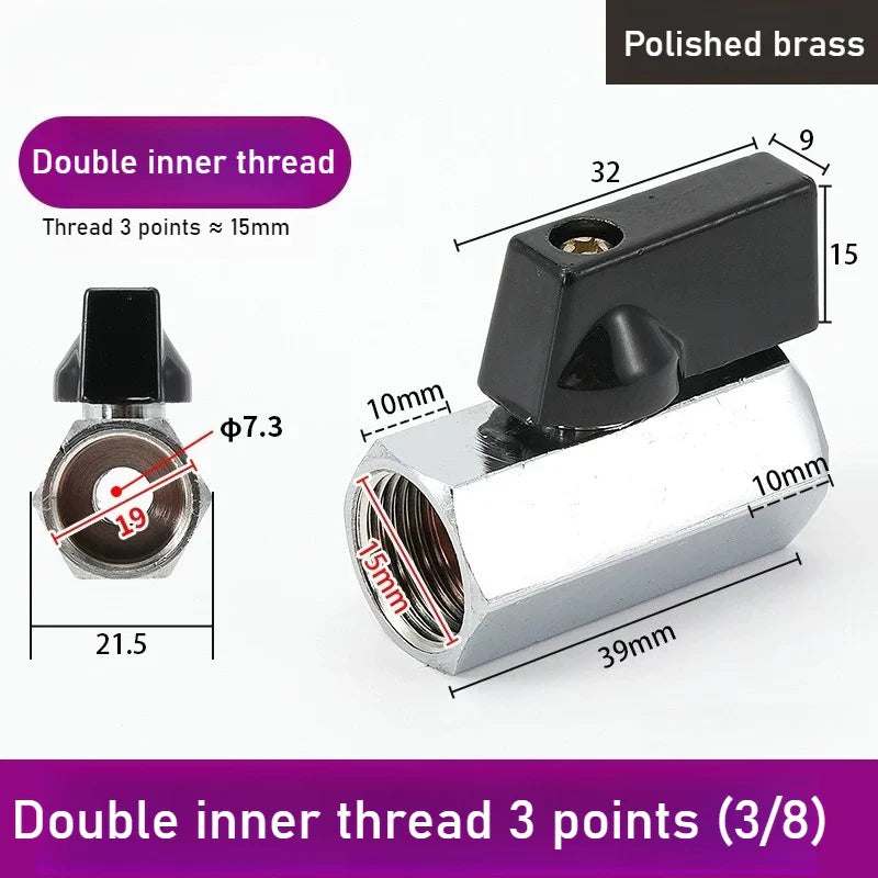 Mini Polished Copper Ball Valve PT1/8–1/2 | Water & Gas Pipe