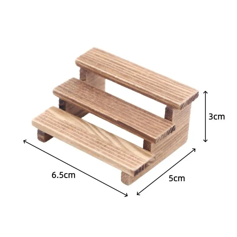 Dollhouse Miniature Wooden 3-Tier Flower Stand Shelf – 2pcs
