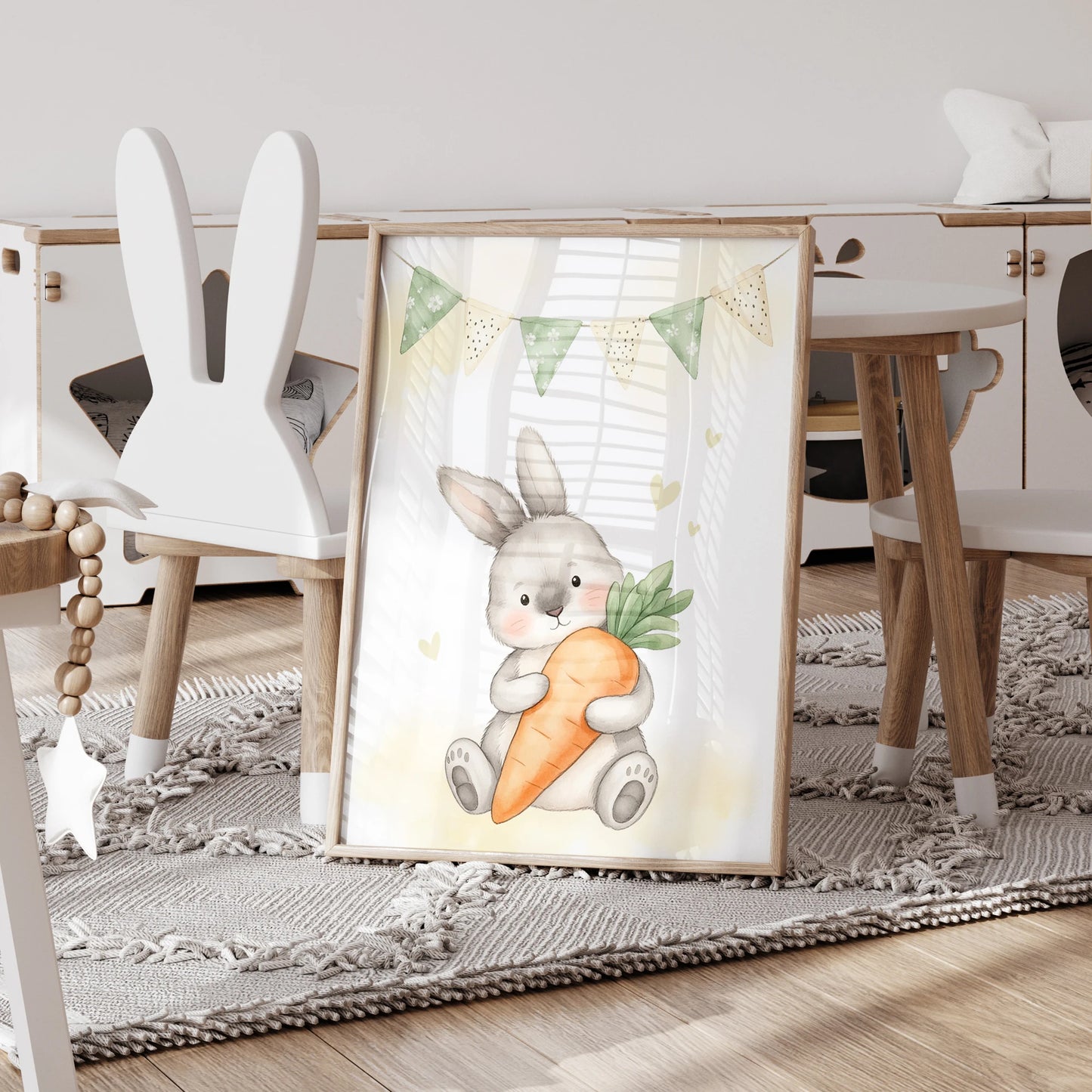 3-Piece Cartoon Rabbit Deer Squirrel Canvas Wall Art Poster
