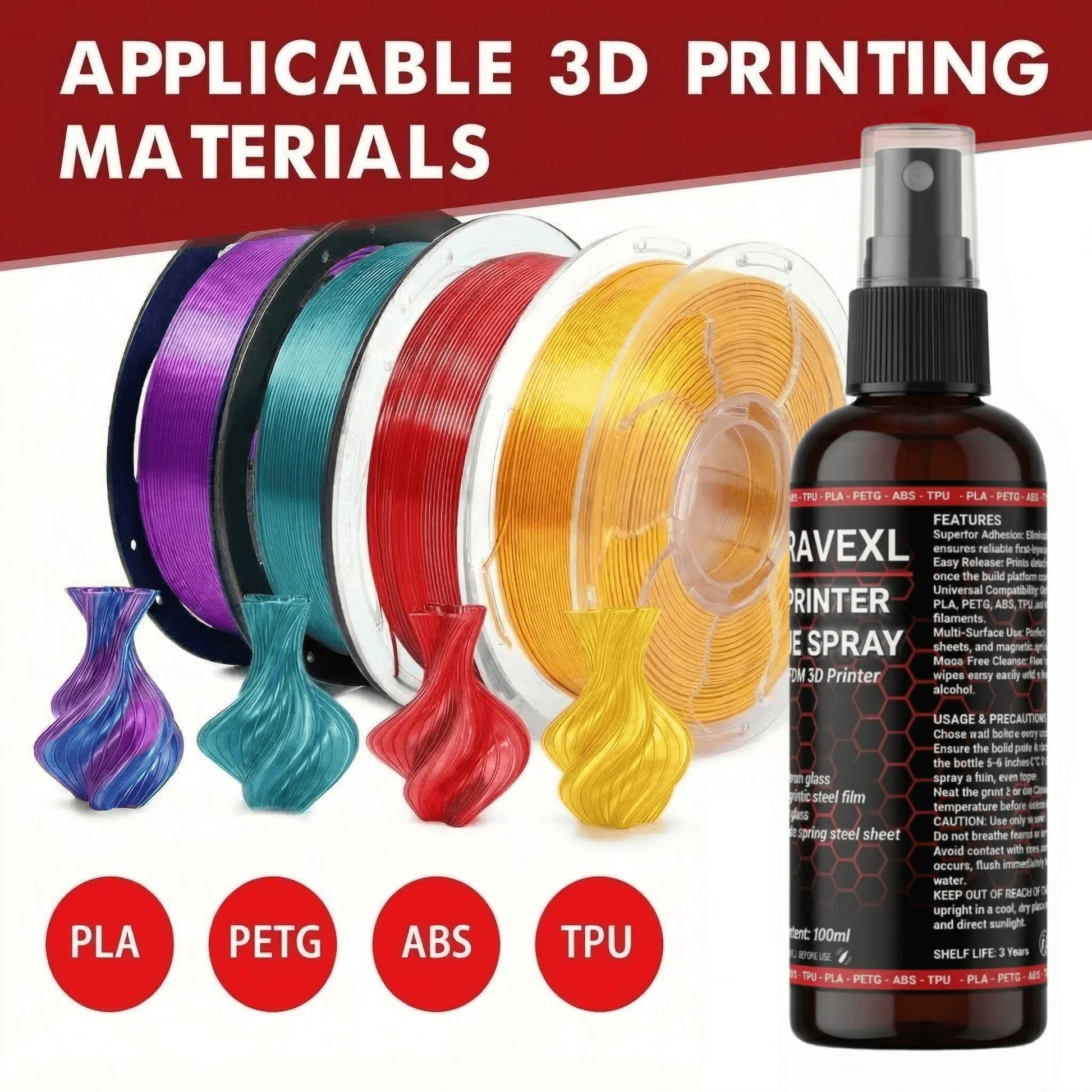 3D Printer Bed Adhesive Spray Strong Glue Anti-Warping Reduces Lift PLA ABS PETG TPU Filament Build Plate Printing Accessories Peaceful Pleasures Health and Wellness