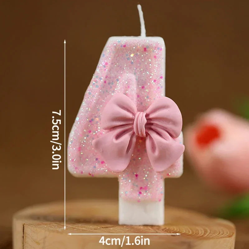 Hot Number Cake Candle Pink Glitter Birthday Candle 1 2 3 4 5 6 7 8 9 3D Number Candle Cake Topper Birthday Party Cake Decor Peaceful Pleasures Health and Wellness 4