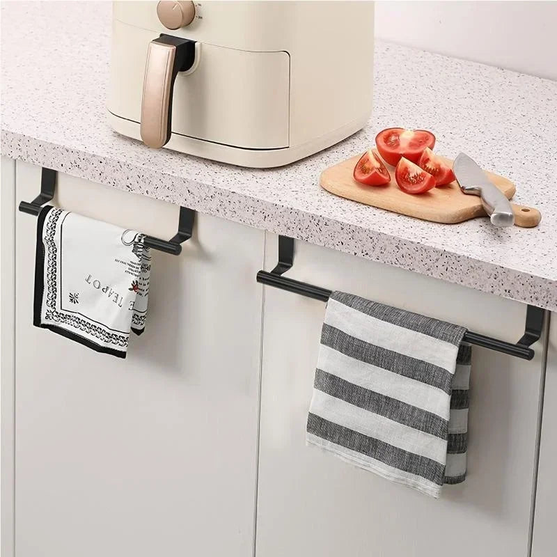 Over Cabinet Door Towel Rack | Punch-Free Steel Hanger Cabinet Door Towel Rack Peaceful Pleasures Health and Wellness