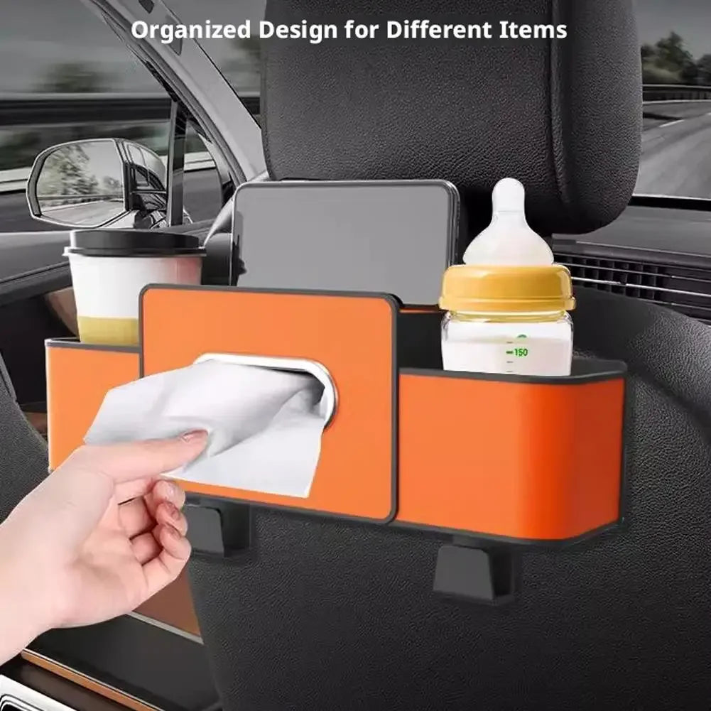 Car Backseat Organizer Storage Box With Cup Holder Tissue Box & Phone Stand 4-in-1 Hanging Seat Hook Car Accessories Peaceful Pleasures Health and Wellness