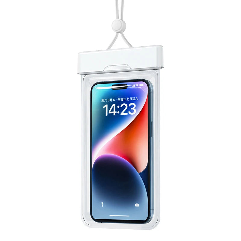Swimming Phone Waterproof Bag Touch Screen Swimming Hot Spring Rafting Diving Suit Lanyard Neck Strap Sealed Transparent Bag Peaceful Pleasures Health and Wellness White