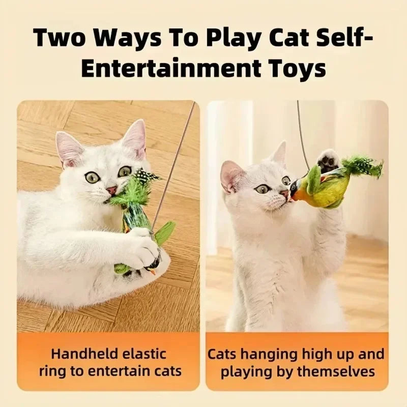 Bird Sound Cat Toy – Elastic Rope Squeaky Interactive Toy Interactive Cat Toy Peaceful Pleasures Health and Wellness