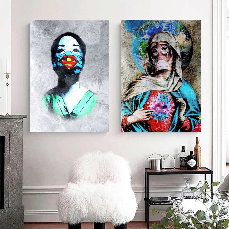 Banksy Game Changer Nurse Tribute Poster Wall Art Canvas Painting Living Room Pictures Bedroom Office Cuadros Home Decoration Peaceful Pleasures Health and Wellness
