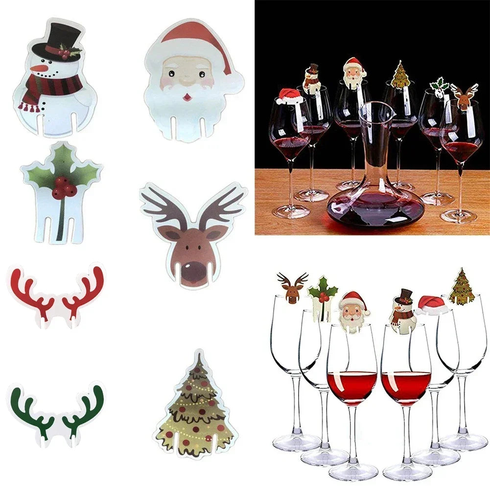 Christmas Wine Glass Place Cards – Festive Table Markers, 10pcs