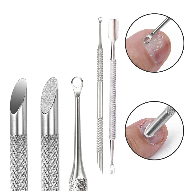 Stainless Steel Double-Headed Cuticle Pusher & Nail Tool