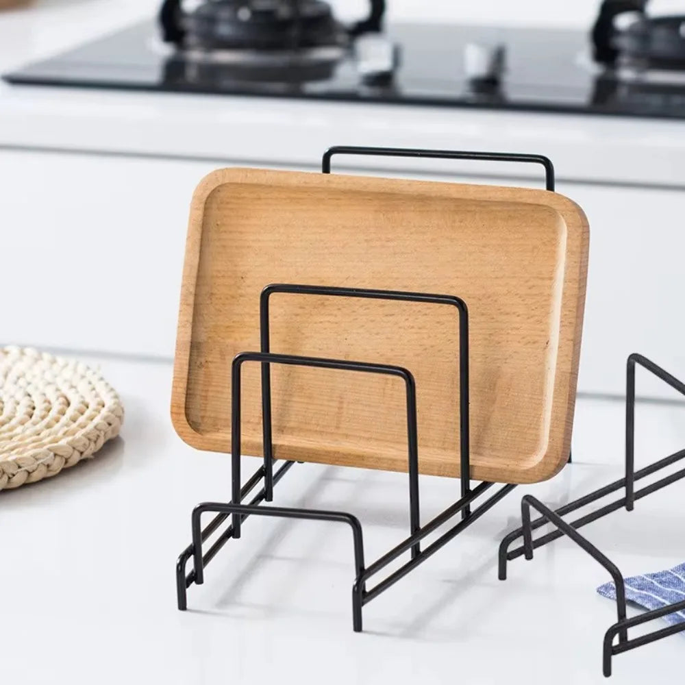 Multi-Layer Iron Pot Lid & Cutting Board Storage Rack