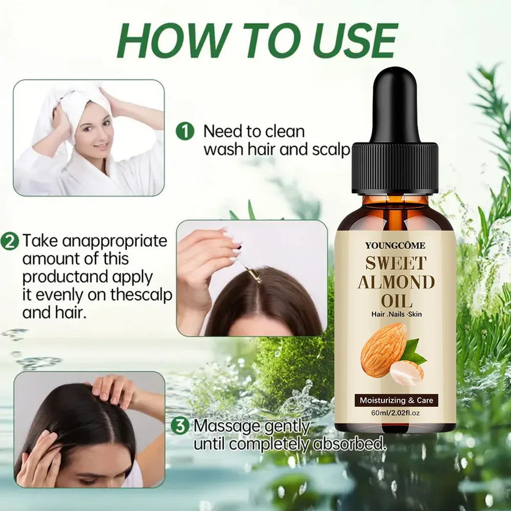 YOUNGCOME Sweet Almond Oil – Hair, Face & Body Moisturizer