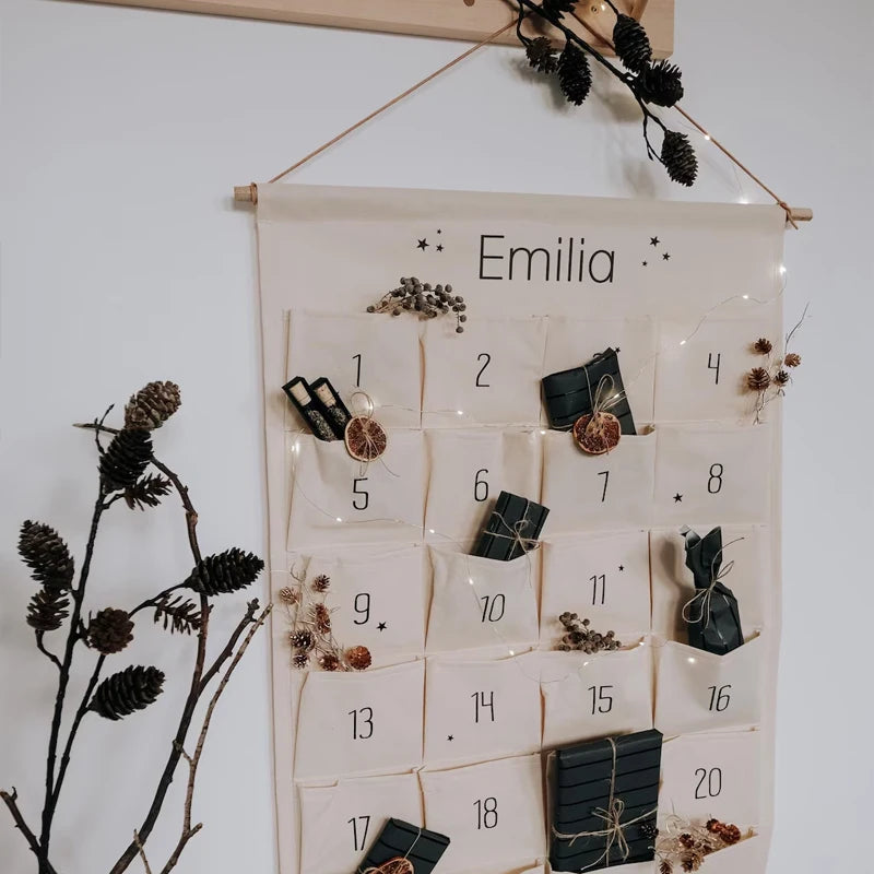 Personalized 24-Pocket Advent Calendar | Custom Name Christmas Advent Calendar Peaceful Pleasures Health and Wellness