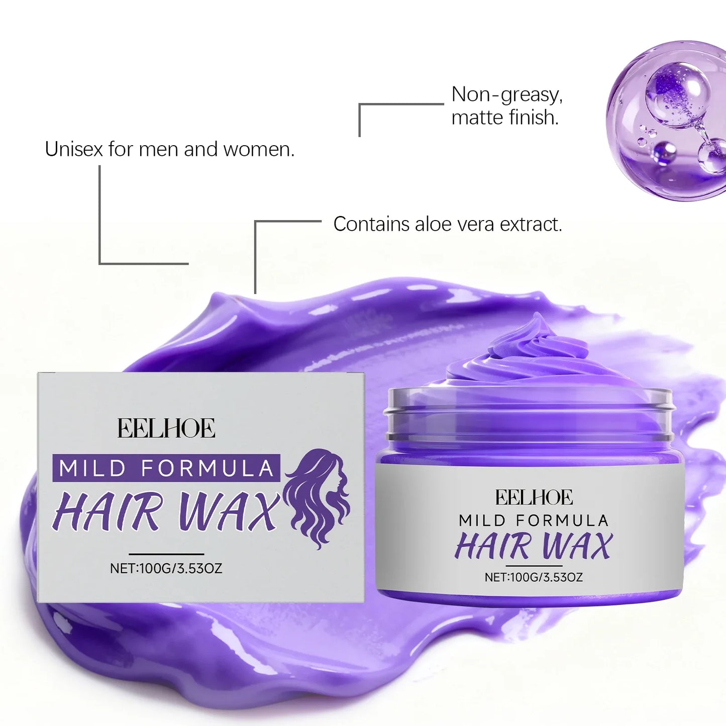 Purple Temporary Hair Color Wax – Wash-Out Dye for Men & Women